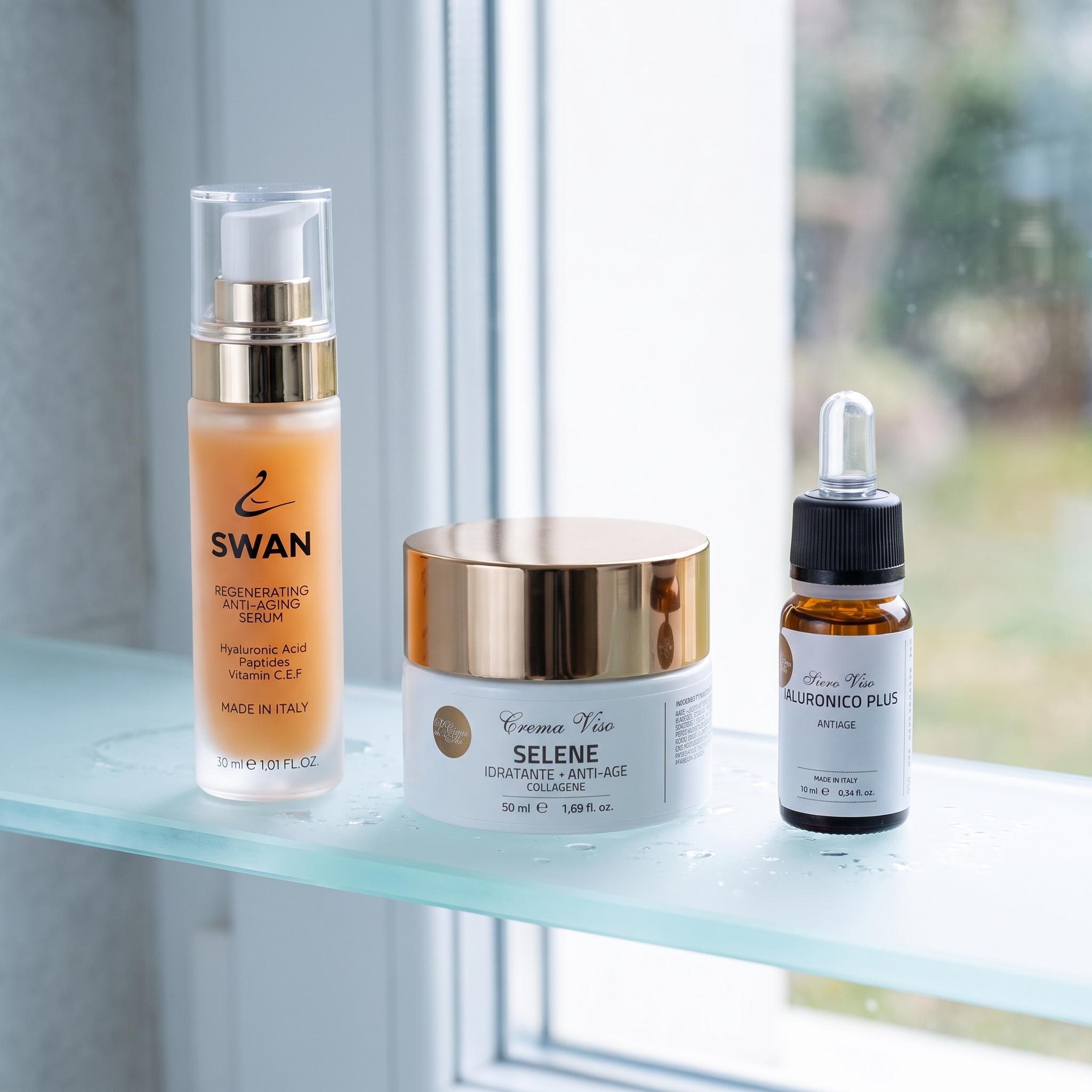 Routine Idratante Intensiva SWAN — SWAN Serum, Crema SELENE e Siero Ialuronico Plus